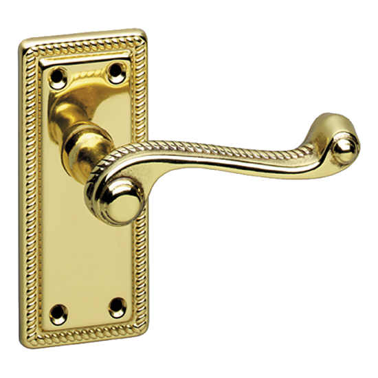 ASEC URBAN Classic Georgian Short Latch Lever on Plate Door Furniture Polished Brass (Visi) - Click Image to Close