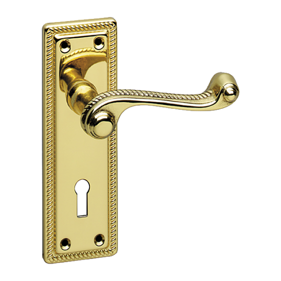 ASEC URBAN Classic Georgian Lever on Plate Lock Door Furniture Polished Brass (Visi) - Click Image to Close
