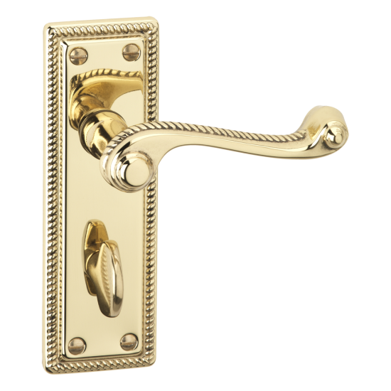 ASEC URBAN Classic Georgian Bathroom Lever on Plate Door Furniture Polished Brass (Visi) - Click Image to Close