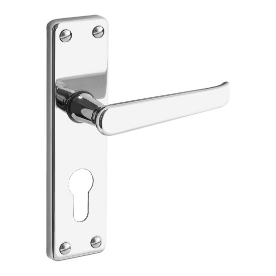 ASEC URBAN Classic Victorian Euro Lever on Plate Door Furniture Polished Nickel (Visi) - Click Image to Close