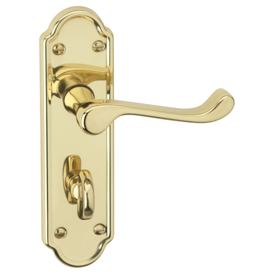 ASEC URBAN San Francisco Bathroom Lever on Plate Door Furniture Polished Brass (Visi) - Click Image to Close