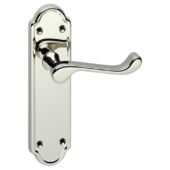 ASEC URBAN San Francisco Lever on Plate Latch Door Furniture Polished Nickel (Visi) - Click Image to Close