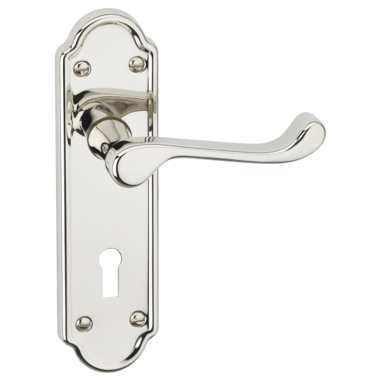 ASEC URBAN San Francisco Lever on Plate Lock Door Furniture Polished Nickel (Visi) - Click Image to Close