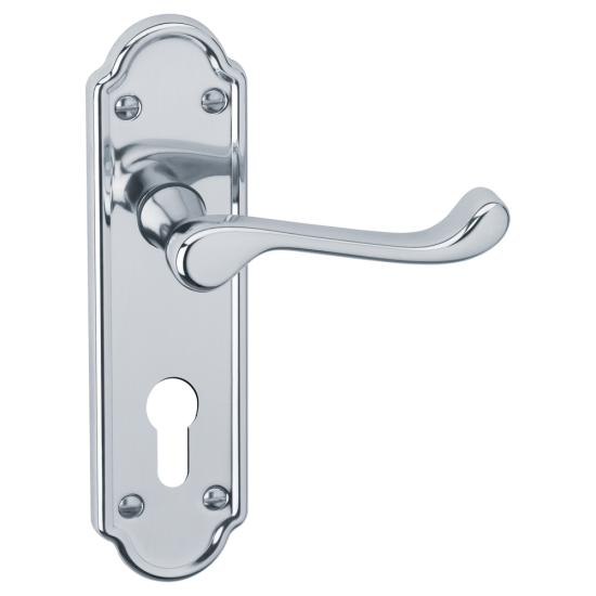 ASEC URBAN San Francisco Euro Lever on Plate Door Furniture Polished Nickel (Visi) - Click Image to Close