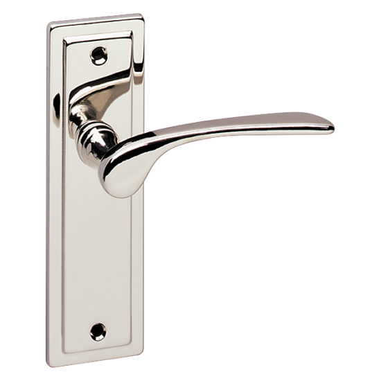 ASEC URBAN New York Lever on Plate Latch Door Furniture Polished Nickel (Visi) - Click Image to Close