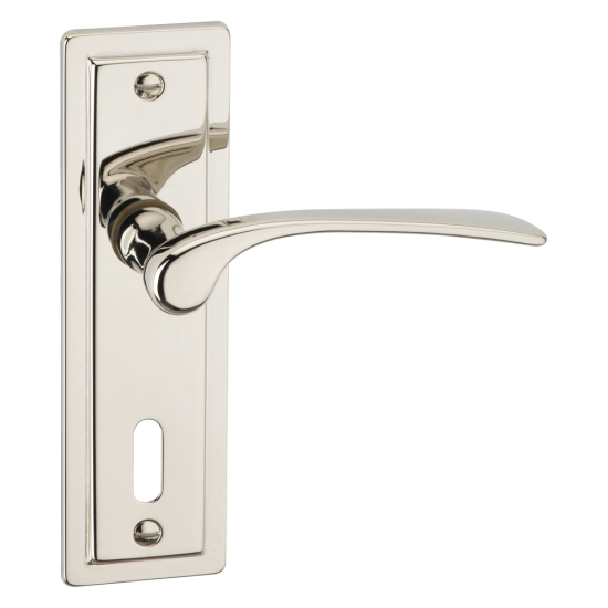 ASEC URBAN New York Lever on Plate Lock Door Furniture Polished Nickel (Visi) - Click Image to Close