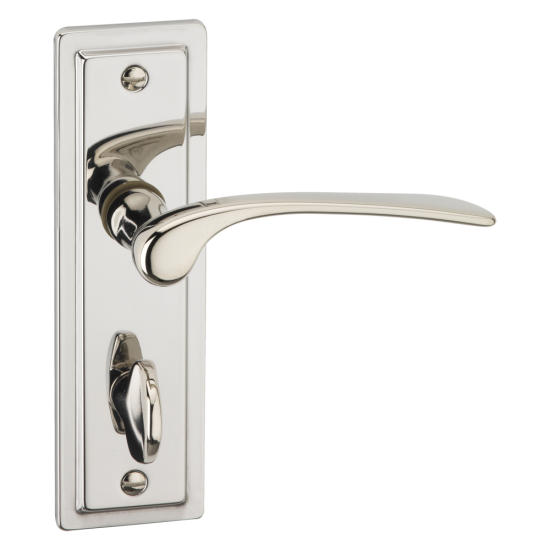ASEC URBAN New York Bathroom Lever on Plate Door Furniture Polished Nickel (Visi) - Click Image to Close
