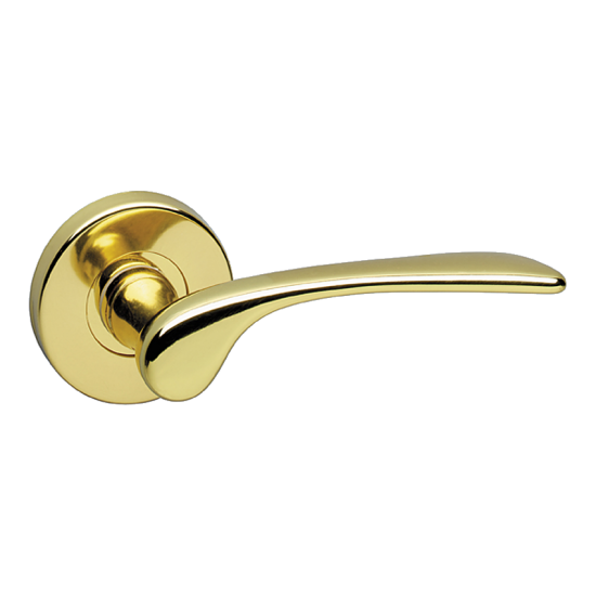 ASEC URBAN New York Round Lever on Rose Door Furniture Polished Brass (Visi) - Click Image to Close