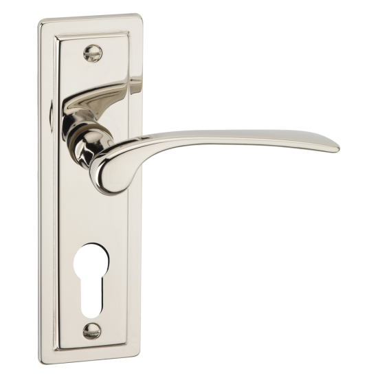 ASEC URBAN New York Euro Lever on Plate Door Furniture Polished Nickel (Visi) - Click Image to Close