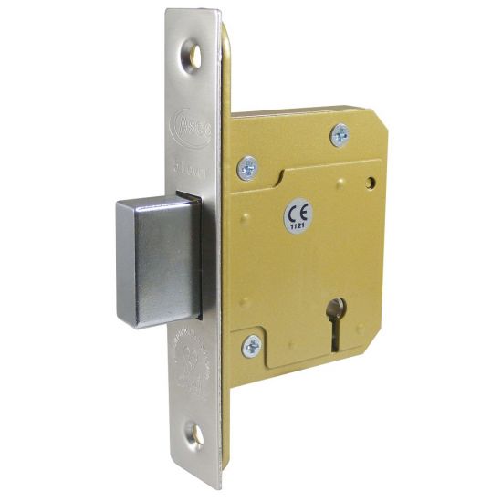 ASEC BS 5 Lever British Standard Deadlock 64mm SS KD Boxed - Click Image to Close