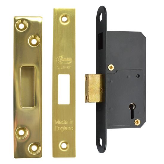 ASEC 50mm 5 Lever Deadlock 50mm PB KD Boxed - Click Image to Close
