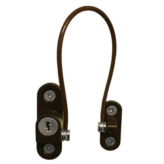 ASEC 200mm British Standard Mini Locking Cable Window Restrictor Dark Brown - Click Image to Close