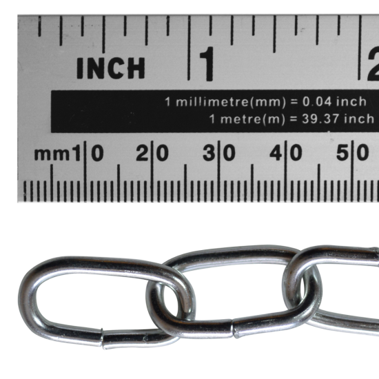 ASEC Steel Welded Chain Silver 2.5m Length 3mm x 21mm - 2.5m - Click Image to Close