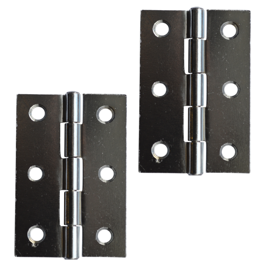 ASEC Steel Butt Hinges 75mm Polished Chrome - Click Image to Close