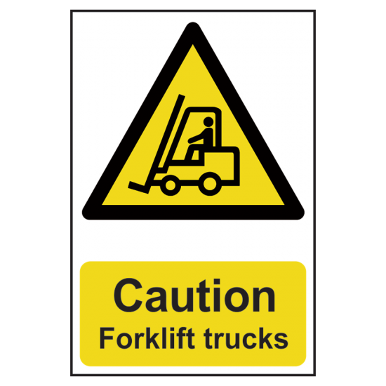 ASEC `Caution: Forklift Trucks` Sign 200mm x 300mm 200mm x 300mm - Click Image to Close