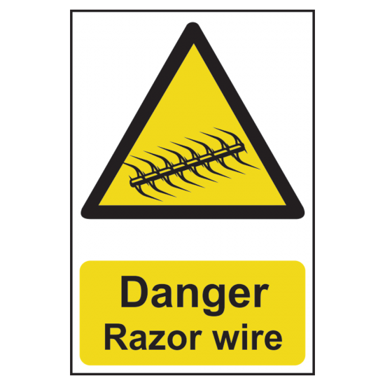 ASEC `Danger: Razor Wire` Sign 200mm x 300mm 200mm x 300mm - Click Image to Close