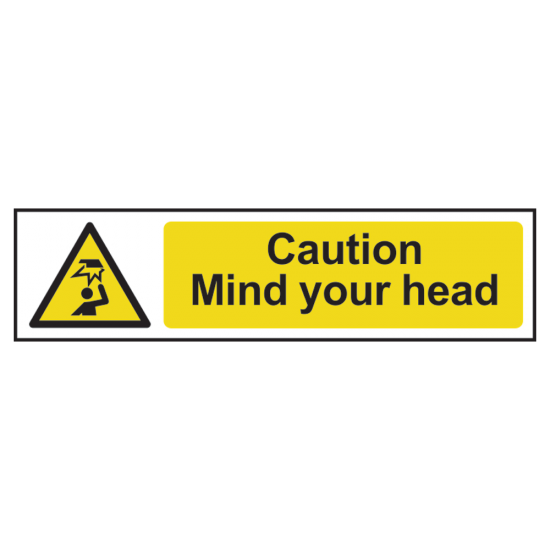 ASEC `Caution: Mind Your Head` Sign 200mm x 50mm 200mm x 50mm - Click Image to Close