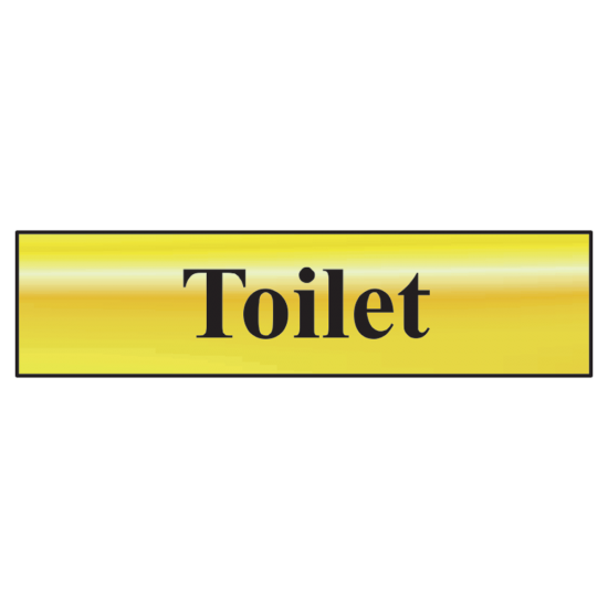 ASEC `Toilet` 200mm x 50mm Metal Strip Self Adhesive Sign Gold Gold - Click Image to Close