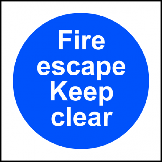 ASEC `Fire Escape Keep Clear` Sign 100mm x 100mm 100mm x 100mm - Click Image to Close