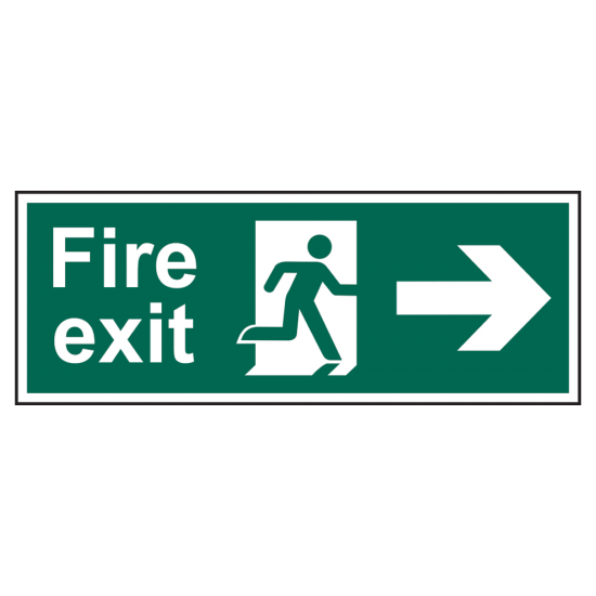 ASEC Fire Exit Arrow Direction Sign 400mm x 150mm Right - Click Image to Close