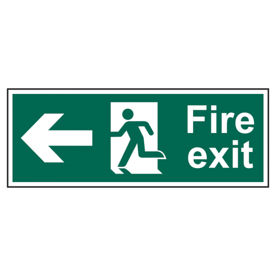 ASEC Fire Exit Arrow Direction Sign 400mm x 150mm Left - Click Image to Close