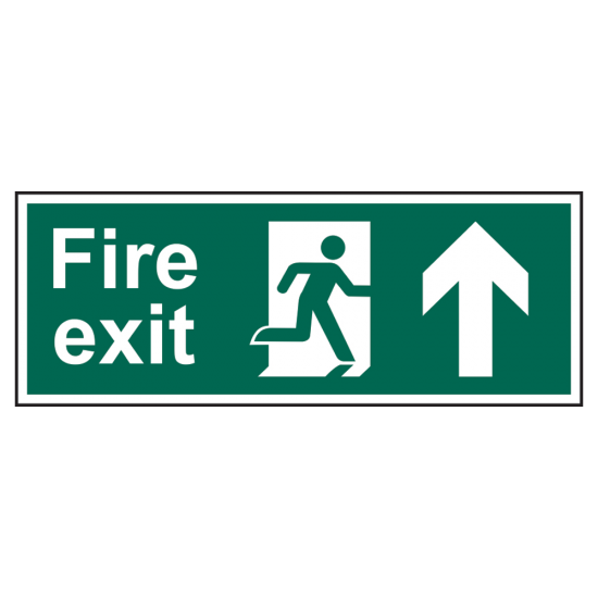 ASEC Fire Exit Arrow Direction Sign 400mm x 150mm Up - Click Image to Close