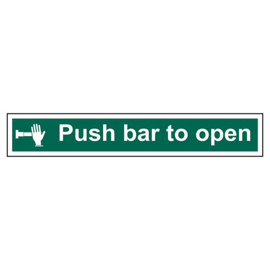 ASEC `Push Bar To Open` Sign 600mm x 100mm 600mm x 100mm - Click Image to Close