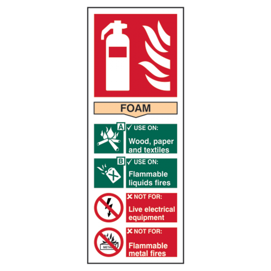 ASEC Fire Extinguisher Signs 82mm x 202mm Foam - Click Image to Close