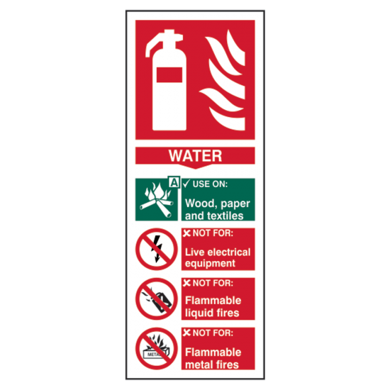 ASEC Fire Extinguisher Signs 82mm x 202mm Water - Click Image to Close