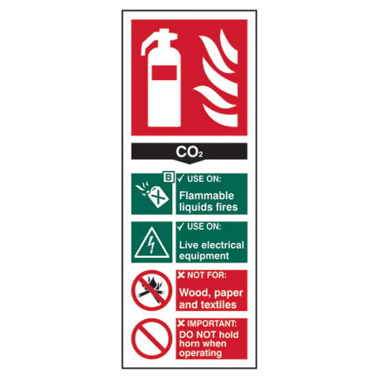 ASEC Fire Extinguisher Signs 82mm x 202mm CO2 - Click Image to Close