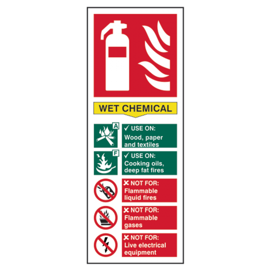 ASEC Fire Extinguisher Signs 82mm x 202mm Wet Chemical - Click Image to Close