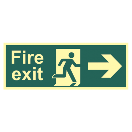 ASEC Photoluminescent Fire Exit Arrow Direction Sign 400mm x 150mm Right - Click Image to Close