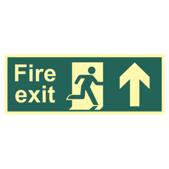 ASEC Photoluminescent Fire Exit Arrow Direction Sign 400mm x 150mm Up - Click Image to Close