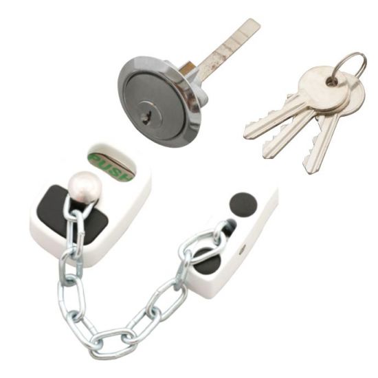 ASEC Door Chain with External Cylinder Chrome - Click Image to Close