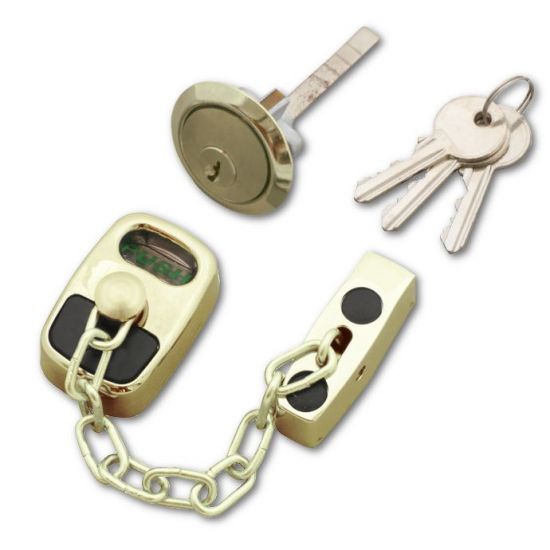 ASEC Door Chain with External Cylinder Gold - Click Image to Close