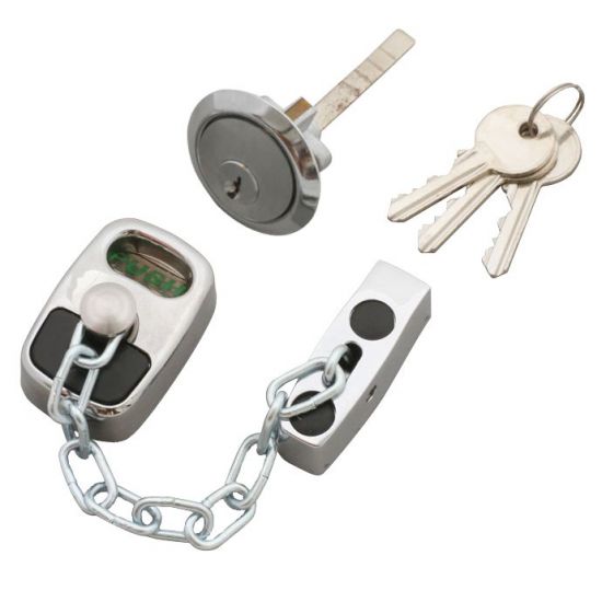ASEC Door Chain with External Cylinder White - Click Image to Close