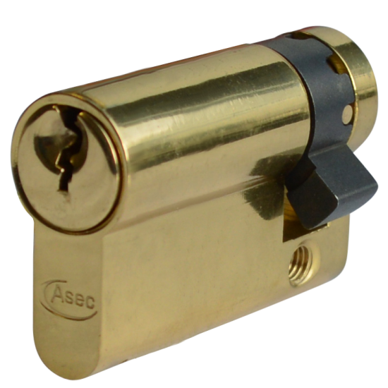 Asec Euro Half Cylinder With Adjustable Cam - 5 Pin 50mm (40/10) PB - Click Image to Close