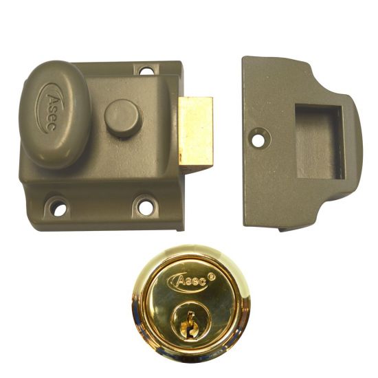 ASEC Traditional Non-Deadlocking Nightlatch 40mm GRN with PB Cylinder Boxed - Click Image to Close