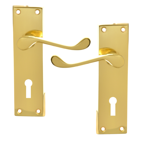 ASEC Victorian Scroll Plate Mounted Lever Furniture PB Lever Lock Visi - Click Image to Close