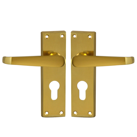 ASEC Victorian Plate Mounted Lever Furniture PB Euro Lever Lock Visi - Click Image to Close