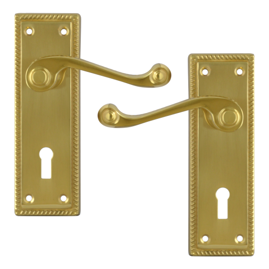 ASEC Georgian Plate Mounted Lever Furniture PB Lever Lock Visi - Click Image to Close