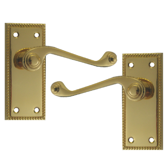 ASEC Georgian Plate Mounted Lever Furniture PB Lever Latch Visi - Click Image to Close