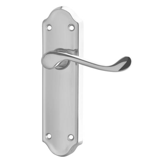 ASEC Ashstead Plate Mounted Lever Furniture CP Long Plate Lever Latch Visi - Click Image to Close