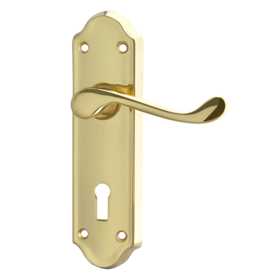 ASEC Ashstead Plate Mounted Lever Furniture PB Long Plate Lever Lock Visi - Click Image to Close