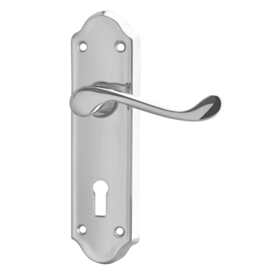 ASEC Ashstead Plate Mounted Lever Furniture CP Long Plate Lever Lock Visi - Click Image to Close