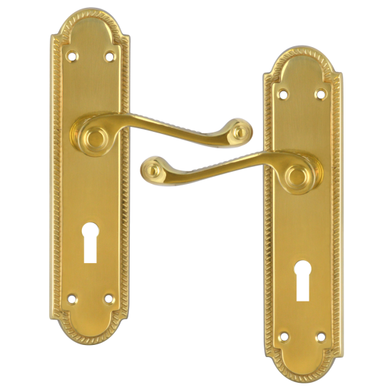 ASEC Georgian Shaped Plate Mounted Lever Furniture PB Lever Lock - Click Image to Close