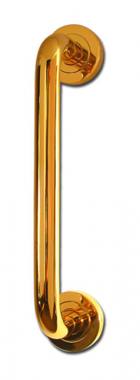 ASEC Bolt Fix Round Rose Polished Brass Pull Handle 225mm PB - Click Image to Close