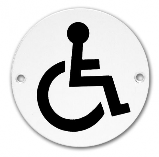 ASEC Aluminium Metal Toilet Door Sign 76mm SAA `Disabled` - Click Image to Close