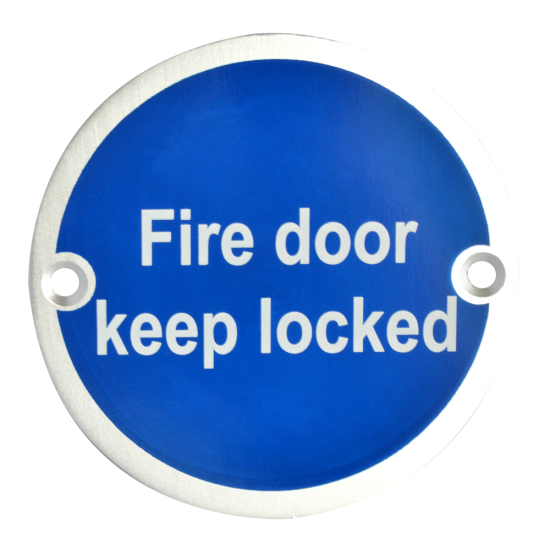 ASEC Metal `Fire Door Keep Locked` Sign 76mm SAA - Click Image to Close