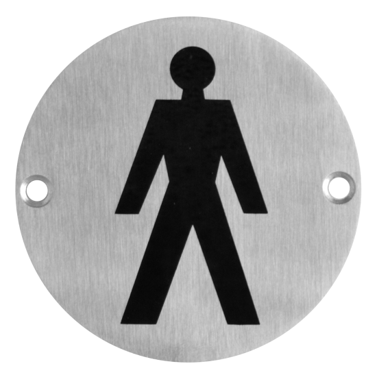 ASEC Stainless Steel Metal Toilet Door Sign 76mm SSS `Male` - Click Image to Close